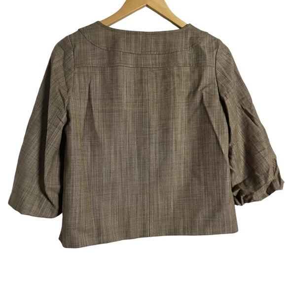 Banana Republic Brown Wool Blend 3/4 Sleeve Cropped Two Button Jacket Size 0 - Picture 4 of 10
